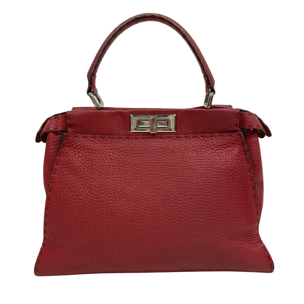 FENDI Handbag 8BN226 leather Red Peekaboo Celeria Women Used Authentic