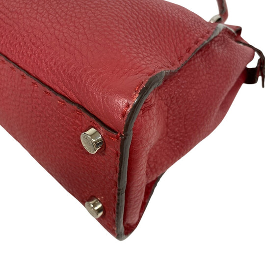 FENDI Handbag 8BN226 leather Red Peekaboo Celeria Women Used Authentic