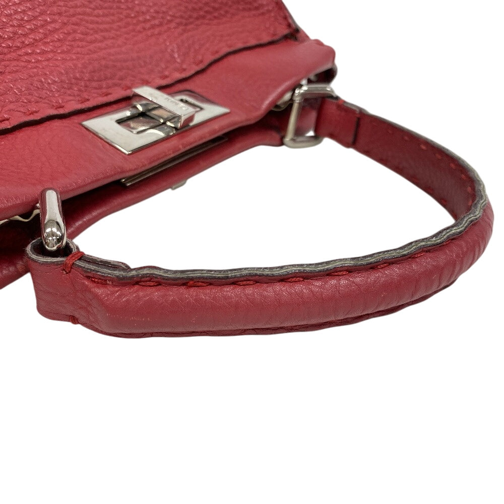 FENDI Handbag 8BN226 leather Red Peekaboo Celeria Women Used Authentic