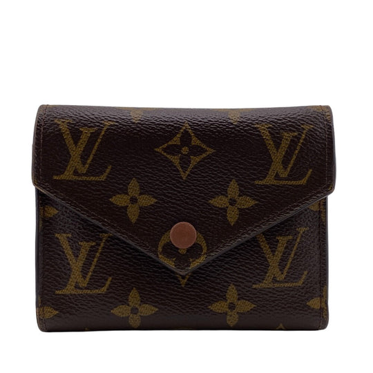 LOUIS VUITTON Tri-fold wallet M62472 leather Brown Portefeuille Monogram Victorine Women(Unisex) Used Authentic