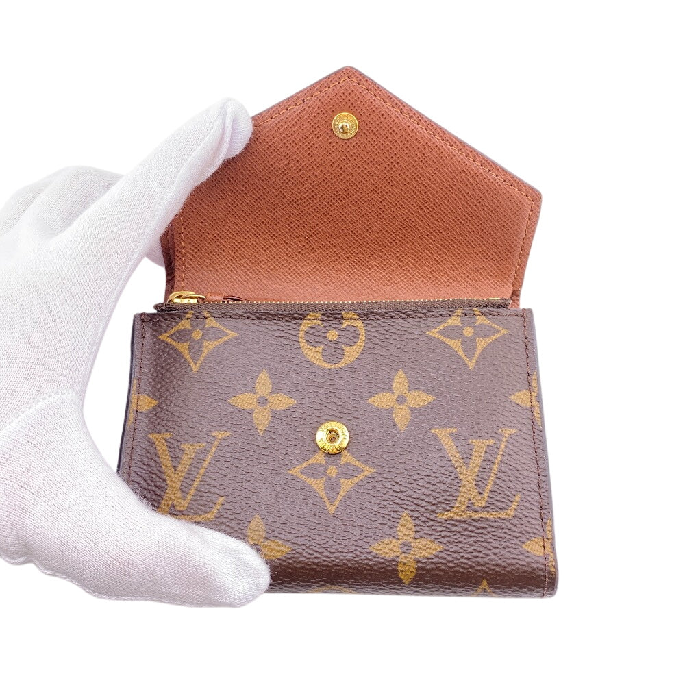 LOUIS VUITTON Tri-fold wallet M62472 leather Brown Portefeuille Monogram Victorine Women(Unisex) Used Authentic