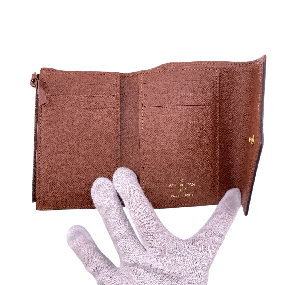 LOUIS VUITTON Tri-fold wallet M62472 leather Brown Portefeuille Monogram Victorine Women(Unisex) Used Authentic