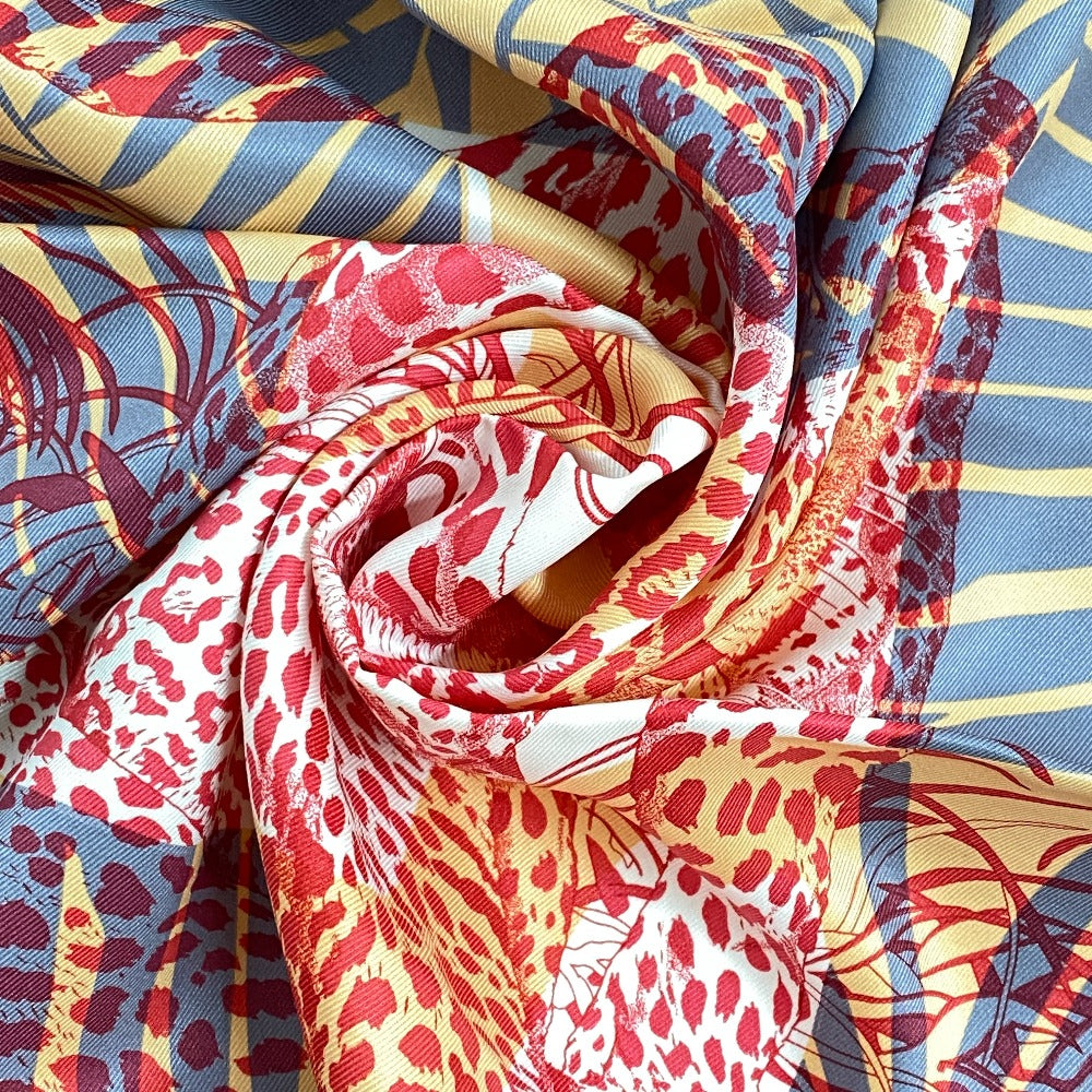 HERMES scarf silk Orange JUNGLE LOVE Carre70 Women Used Authentic