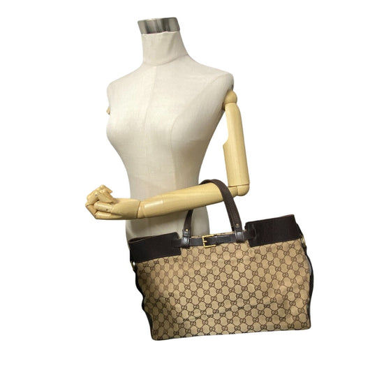 GUCCI Tote Bag 106251 Canvas, Leather Brown GG canvas Women Used Authentic