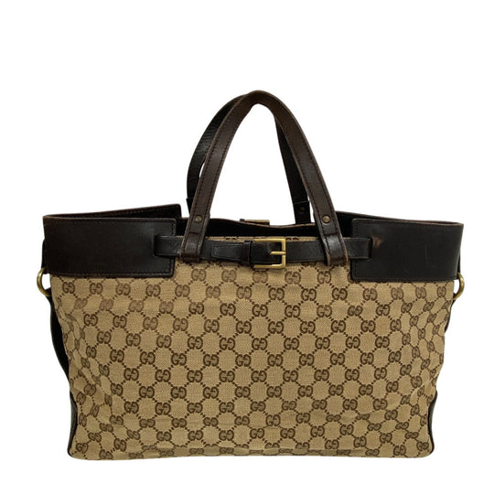 GUCCI Tote Bag 106251 Canvas, Leather Brown GG canvas Women Used Authentic