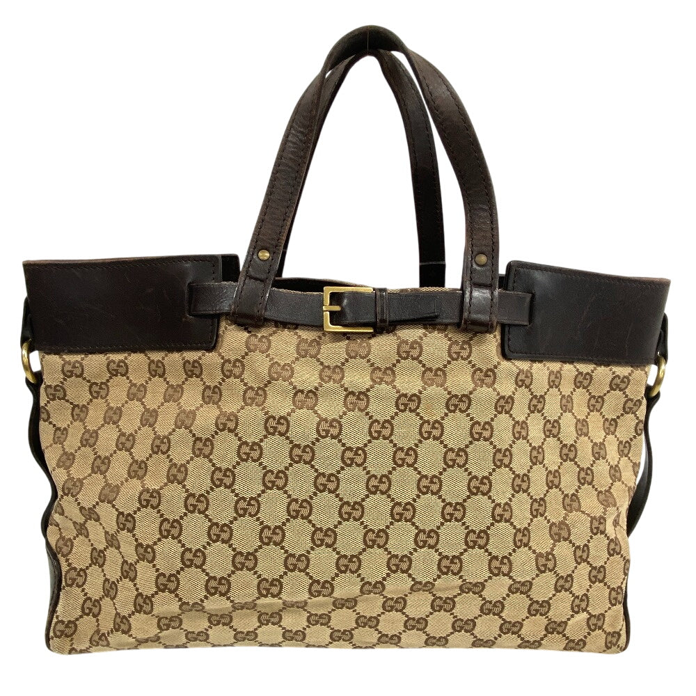 GUCCI Tote Bag 106251 Canvas, Leather Brown GG canvas Women Used Authentic