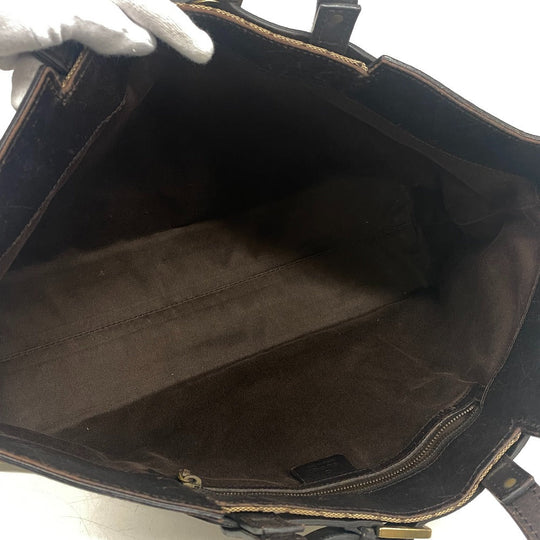 GUCCI Tote Bag 106251 Canvas, Leather Brown GG canvas Women Used Authentic