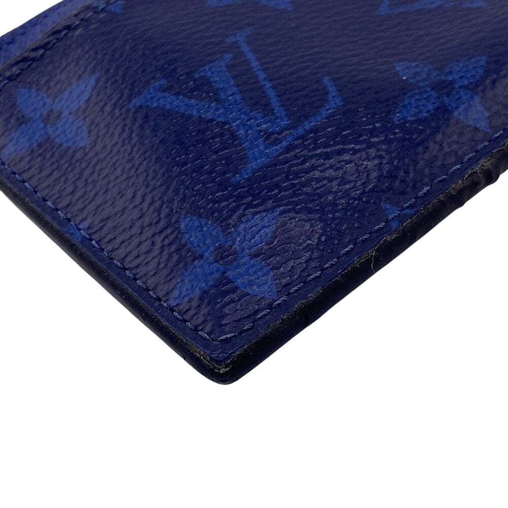 LOUIS VUITTON Coin case M30270 leather blue Taigalama Coin card holder
