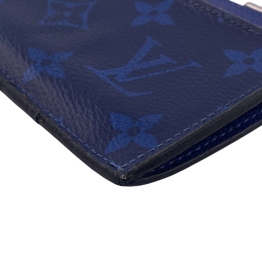 LOUIS VUITTON Coin case M30270 leather blue Taigalama Coin card holder