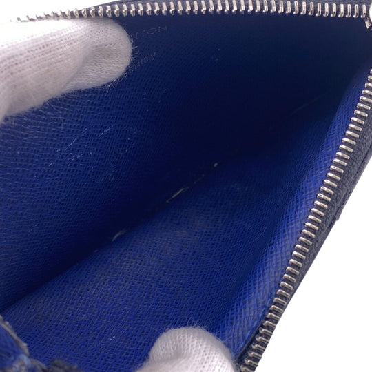 LOUIS VUITTON Coin case M30270 leather blue Taigalama Coin card holder