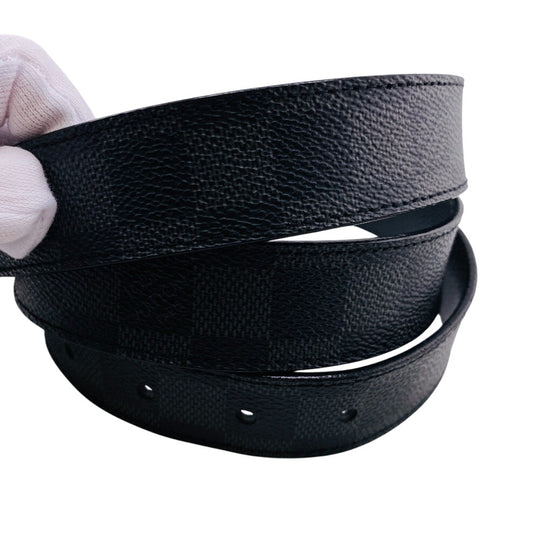 LOUIS VUITTON belt M6834 leather black Saintur Damier Grafitte Seattle Women(Unisex) Used Authentic