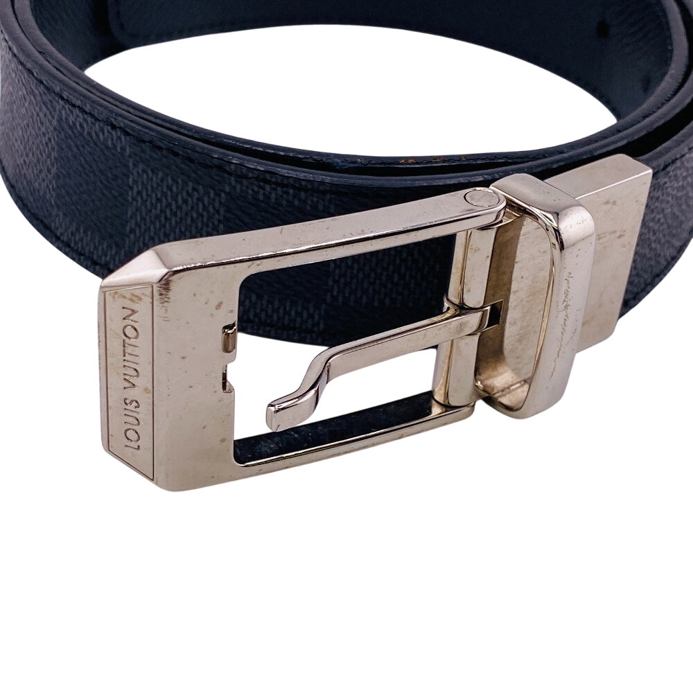 LOUIS VUITTON belt M6834 leather black Saintur Damier Grafitte Seattle Women(Unisex) Used Authentic