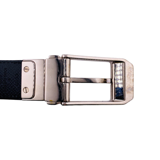 LOUIS VUITTON belt M6834 leather black Saintur Damier Grafitte Seattle Women(Unisex) Used Authentic