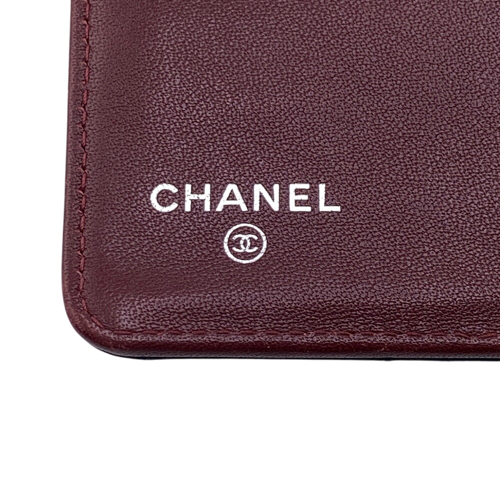 CHANEL Long Wallet Purse Caviar skin black Matrasse COCO Mark Women Used Authentic
