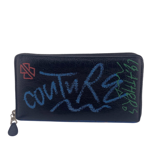 BALENCIAGA Long Wallet Purse 443655 leather black Graffiti bazaar