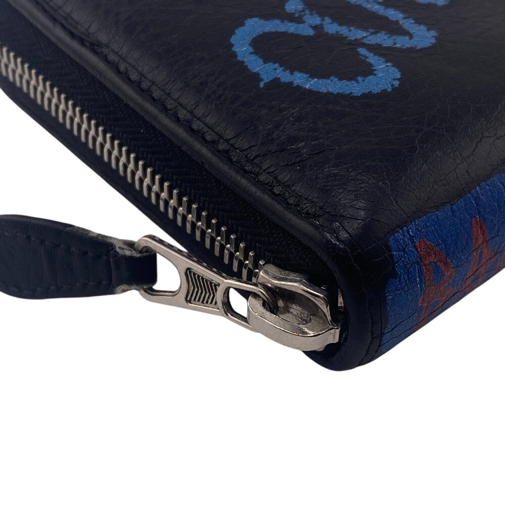 BALENCIAGA Long Wallet Purse 443655 leather black Graffiti bazaar