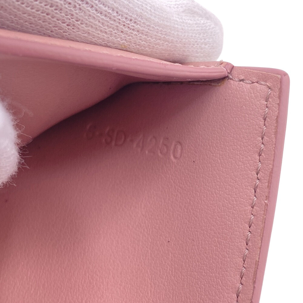 CELINE Tri-fold wallet leather pink Triomphe