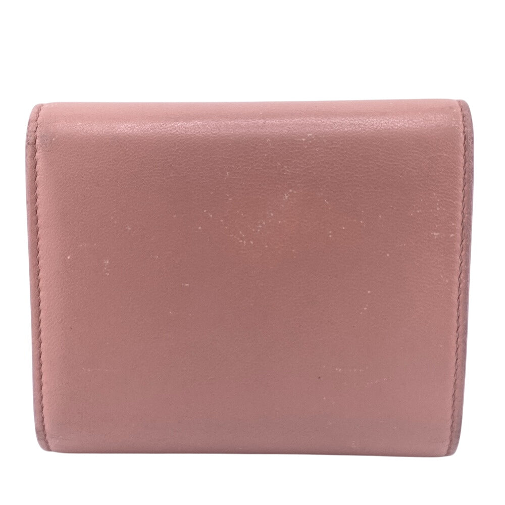 CELINE Tri-fold wallet leather pink Triomphe
