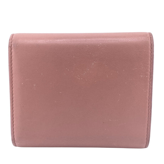 CELINE Tri-fold wallet leather pink Triomphe