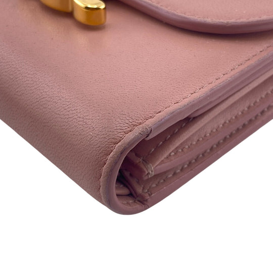 CELINE Tri-fold wallet leather pink Triomphe