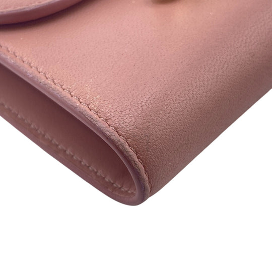 CELINE Tri-fold wallet leather pink Triomphe