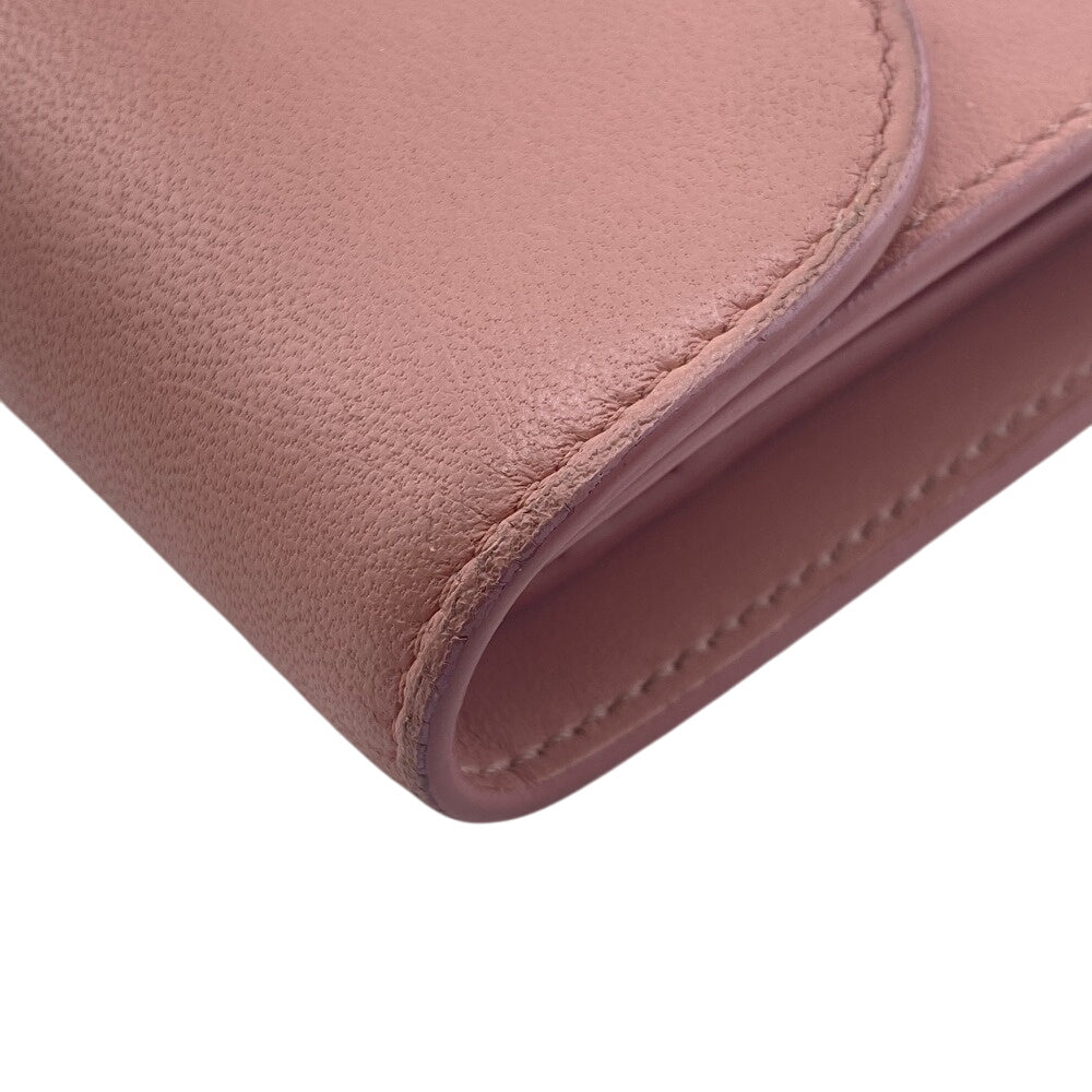 CELINE Tri-fold wallet leather pink Triomphe