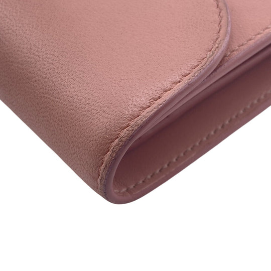 CELINE Tri-fold wallet leather pink Triomphe