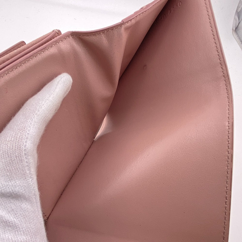 CELINE Tri-fold wallet leather pink Triomphe