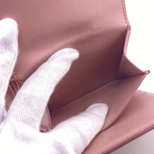 CELINE Tri-fold wallet leather pink Triomphe