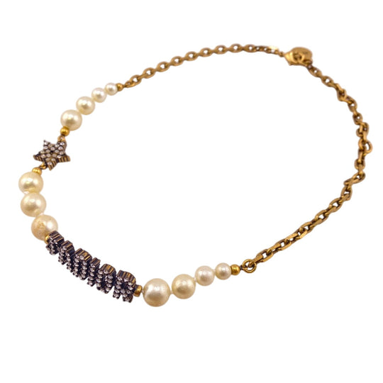 Christian Dior choker Gold Plated gold Rhinestone pearl J’ADIOR