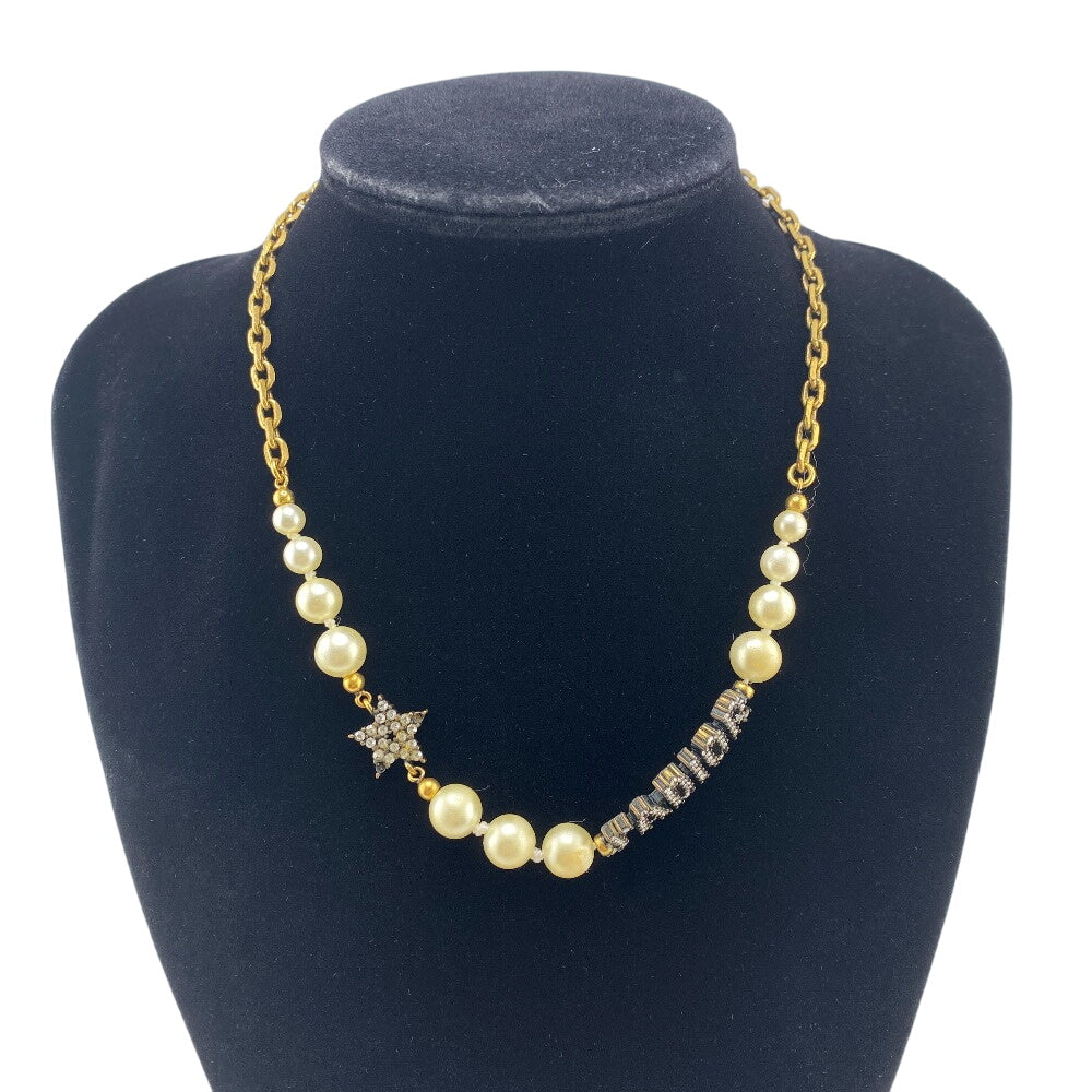 Christian Dior choker Gold Plated gold Rhinestone pearl J’ADIOR