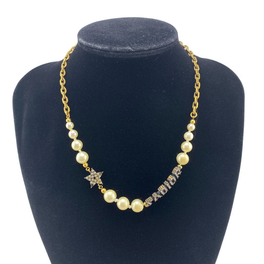 Christian Dior choker Gold Plated gold Rhinestone pearl J’ADIOR