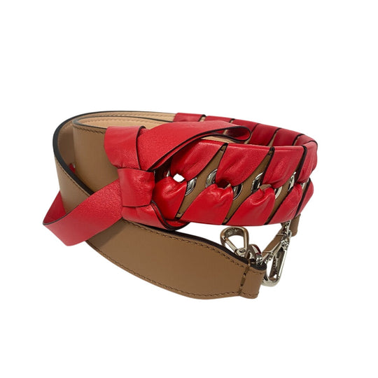 FENDI Shoulder strap leather Red ribbon Strap you Women Used Authentic