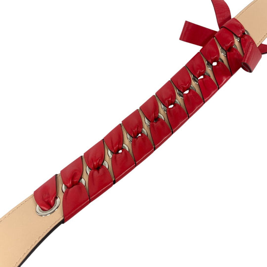 FENDI Shoulder strap leather Red ribbon Strap you Women Used Authentic