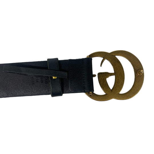 GUCCI belt 476341 Leather, Stone black Double G