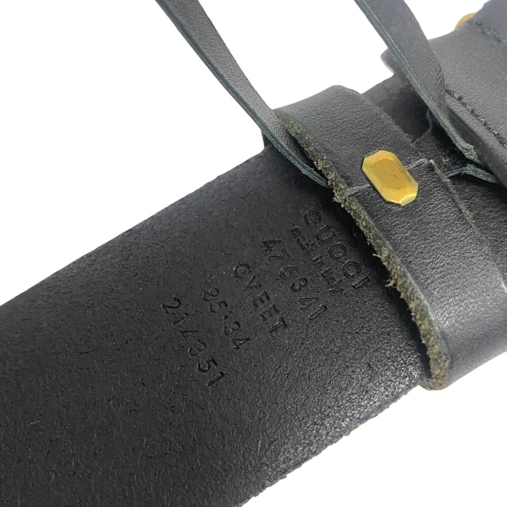GUCCI belt 476341 Leather, Stone black Double G