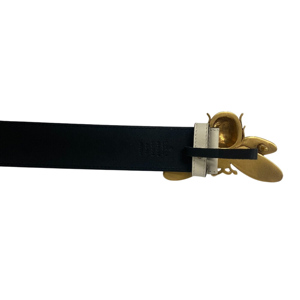 GUCCI belt 499637 leather white Bee Butterfly