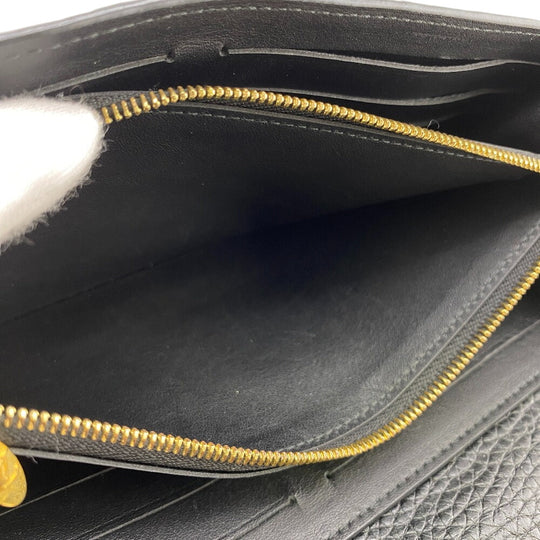 LOUIS VUITTON Long Wallet Purse M63461 Taurillon Clemence black Portefeuille Capusine Women Used Authentic