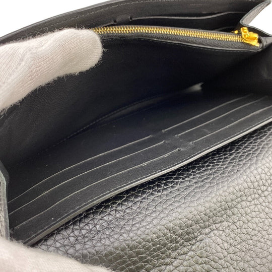 LOUIS VUITTON Long Wallet Purse M63461 Taurillon Clemence black Portefeuille Capusine Women Used Authentic