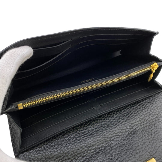 LOUIS VUITTON Long Wallet Purse M63461 Taurillon Clemence black Portefeuille Capusine Women Used Authentic