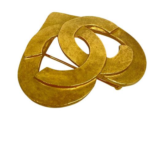CHANEL Brooch Gold Plated gold 95P COCO Mark Heart Women Used Authentic