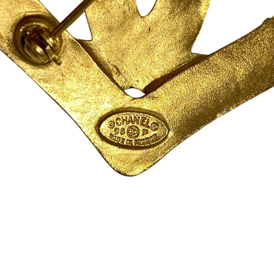 CHANEL Brooch Gold Plated gold 95P COCO Mark Heart Women Used Authentic