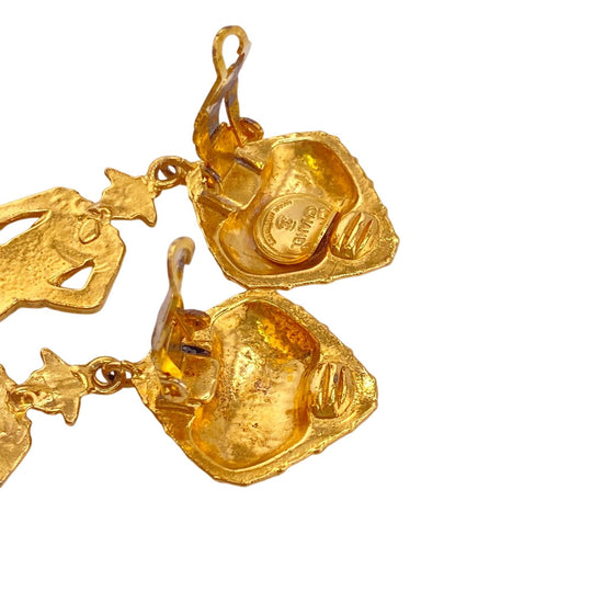 CHANEL Earring Gold Plated gold Mademoiselle Women Used Authentic