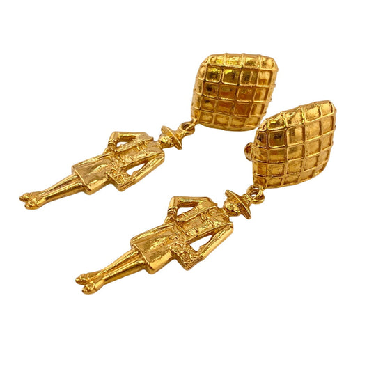 CHANEL Earring Gold Plated gold Mademoiselle Women Used Authentic