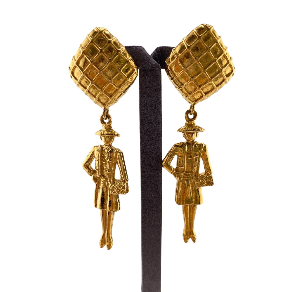 CHANEL Earring Gold Plated gold Mademoiselle Women Used Authentic