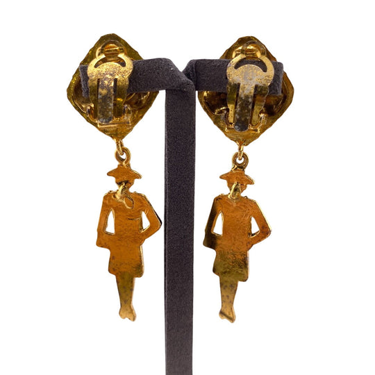 CHANEL Earring Gold Plated gold Mademoiselle Women Used Authentic