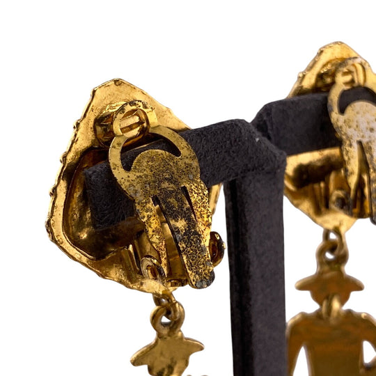 CHANEL Earring Gold Plated gold Mademoiselle Women Used Authentic