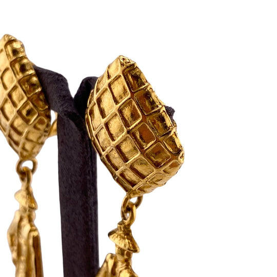 CHANEL Earring Gold Plated gold Mademoiselle Women Used Authentic