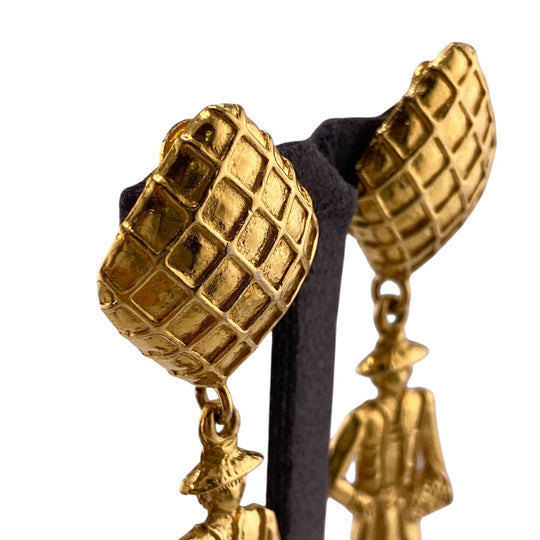 CHANEL Earring Gold Plated gold Mademoiselle Women Used Authentic