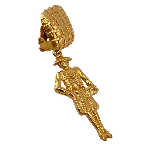 CHANEL Earring Gold Plated gold Mademoiselle Women Used Authentic